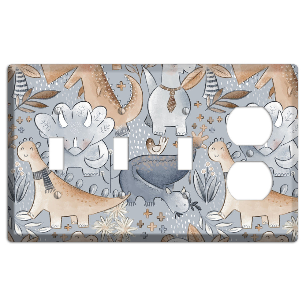 Dinosaur Friends 3 Toggle / Duplex Wallplate