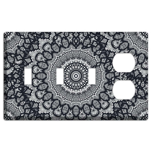 Mandala Black and White Style T Cover Plates 3 Toggle / Duplex Wallplate