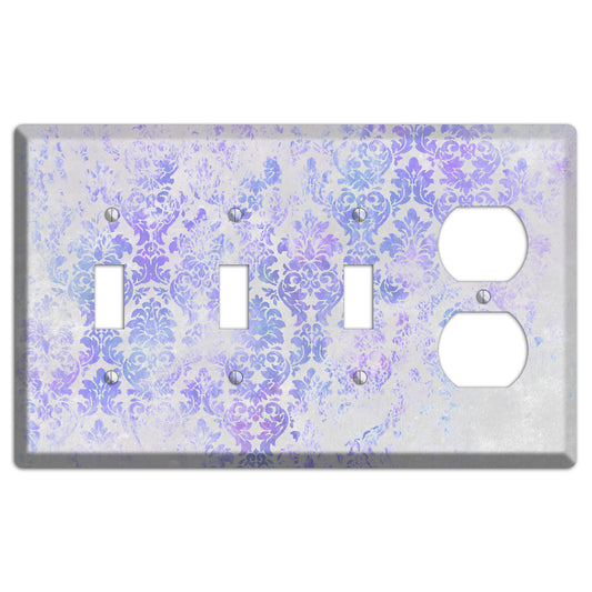 Periwinkle Gray Whimsical Damask 3 Toggle / Duplex Wallplate