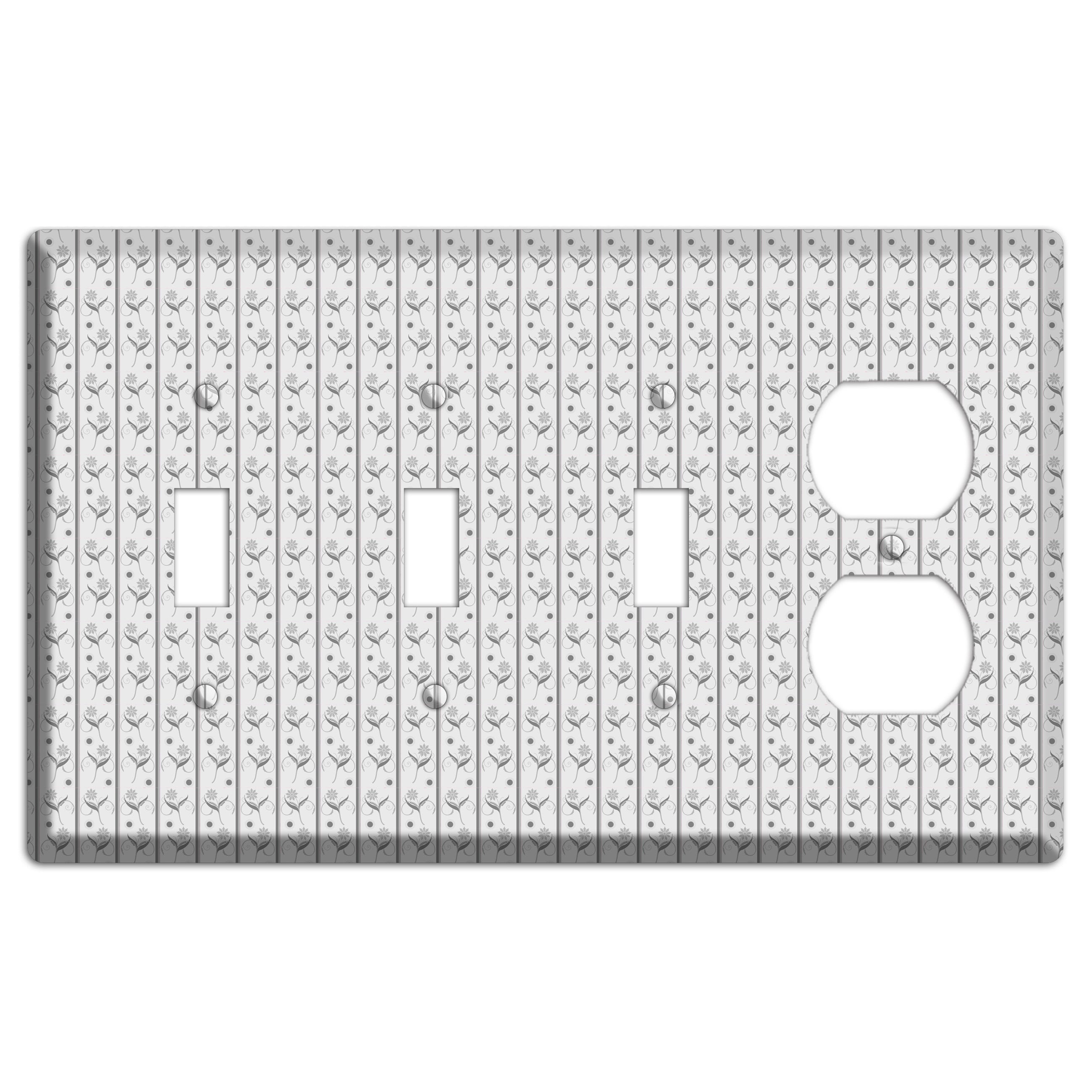 Grey Small Floral Pattern 3 Toggle / Duplex Wallplate