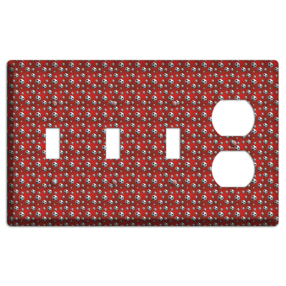 Red with Soccer Balls 3 Toggle / Duplex Wallplate