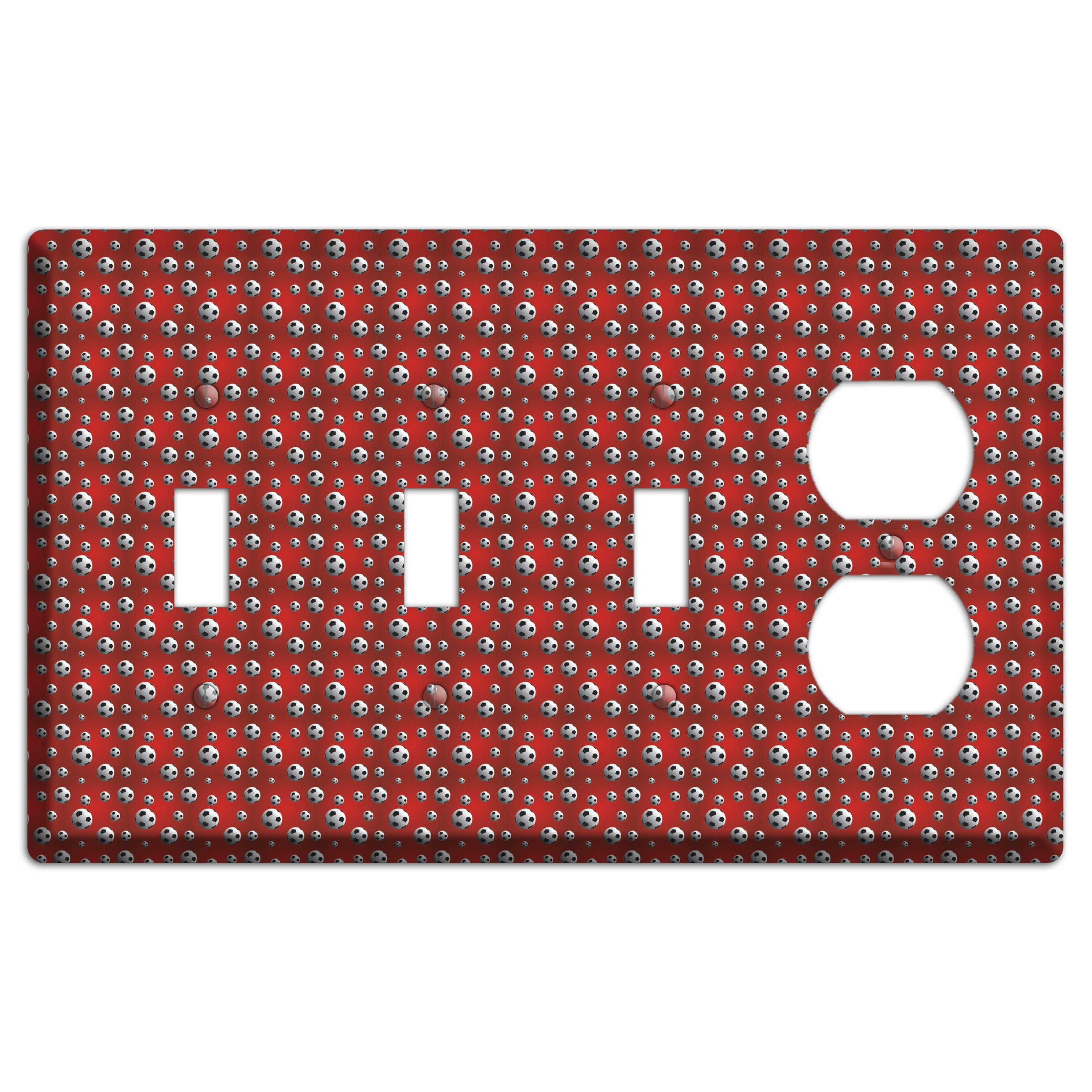 Red with Soccer Balls 3 Toggle / Duplex Wallplate