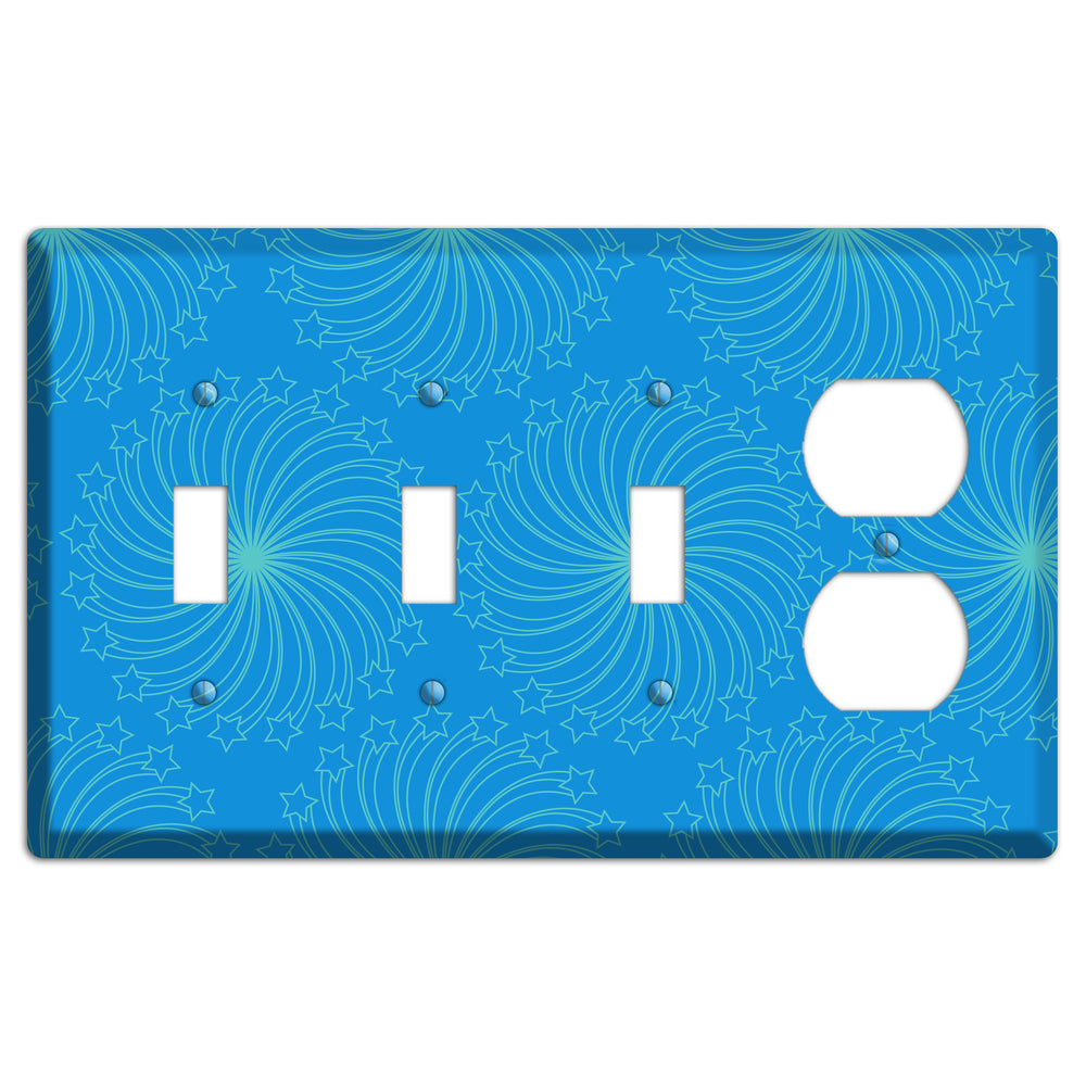 Multi Blue Star Swirl 3 Toggle / Duplex Wallplate