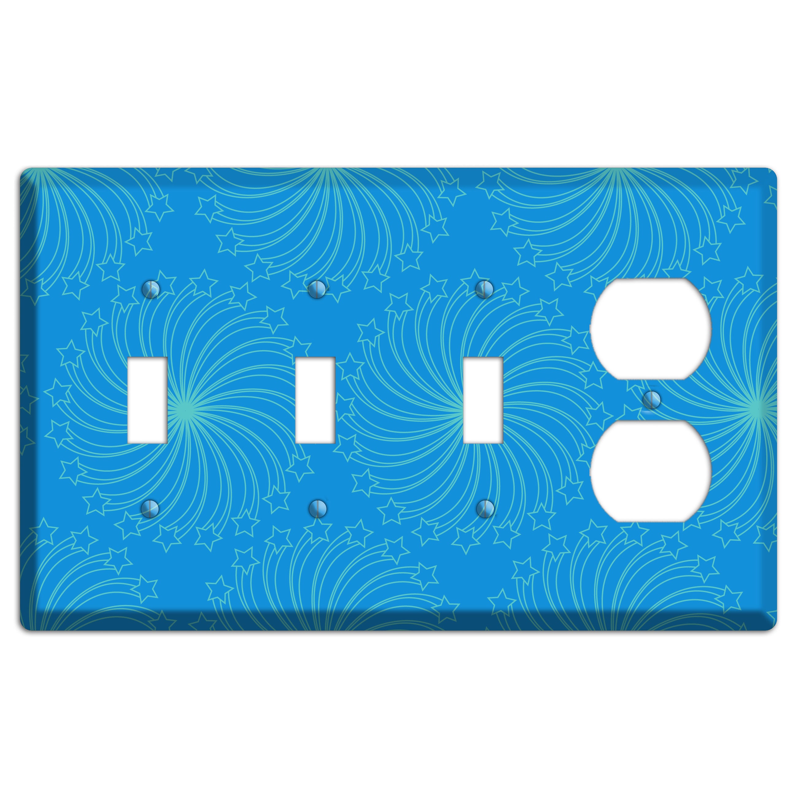 Multi Blue Star Swirl 3 Toggle / Duplex Wallplate