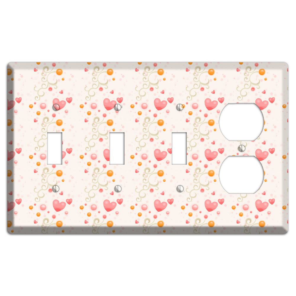 Bubbly Hearts 3 Toggle / Duplex Wallplate