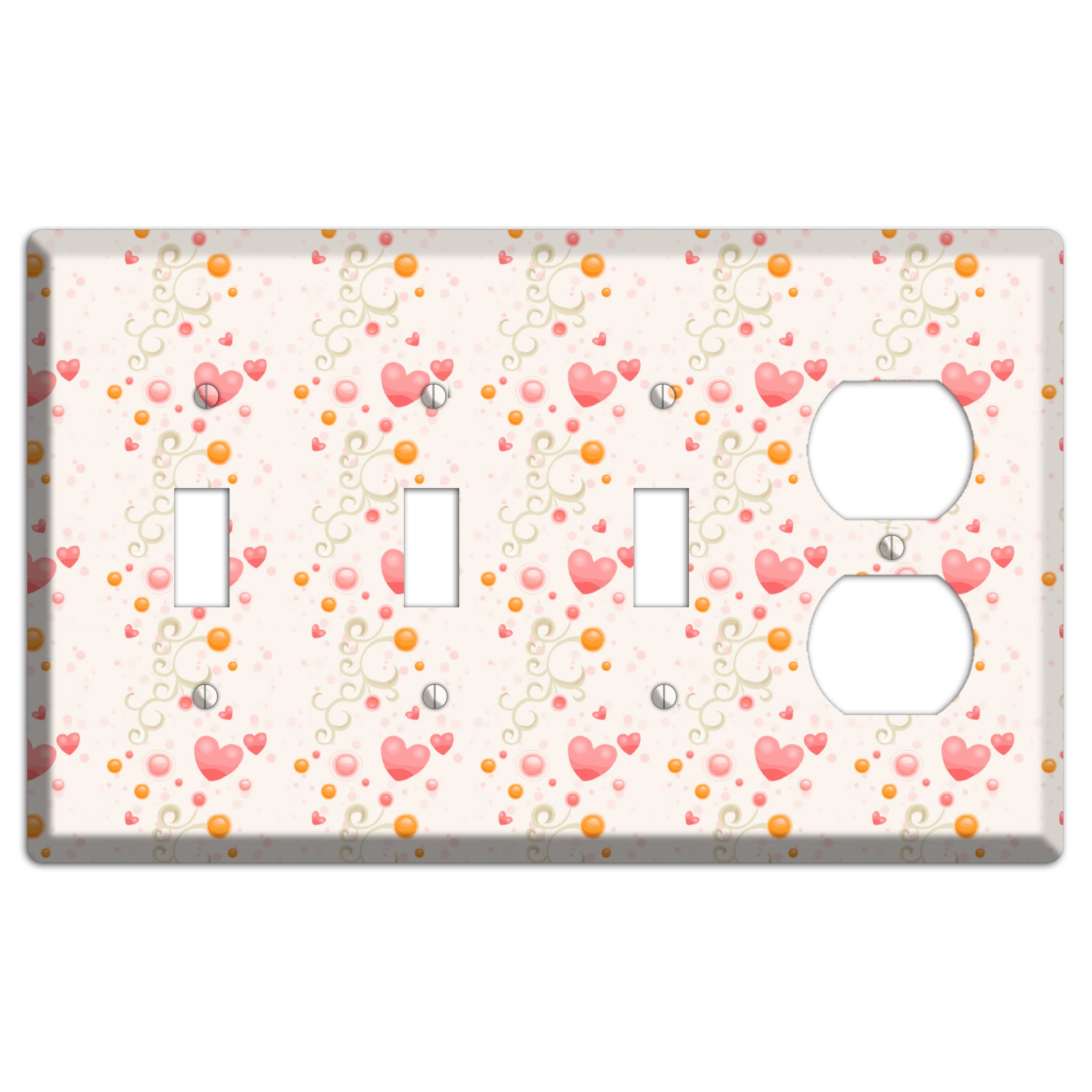Bubbly Hearts 3 Toggle / Duplex Wallplate
