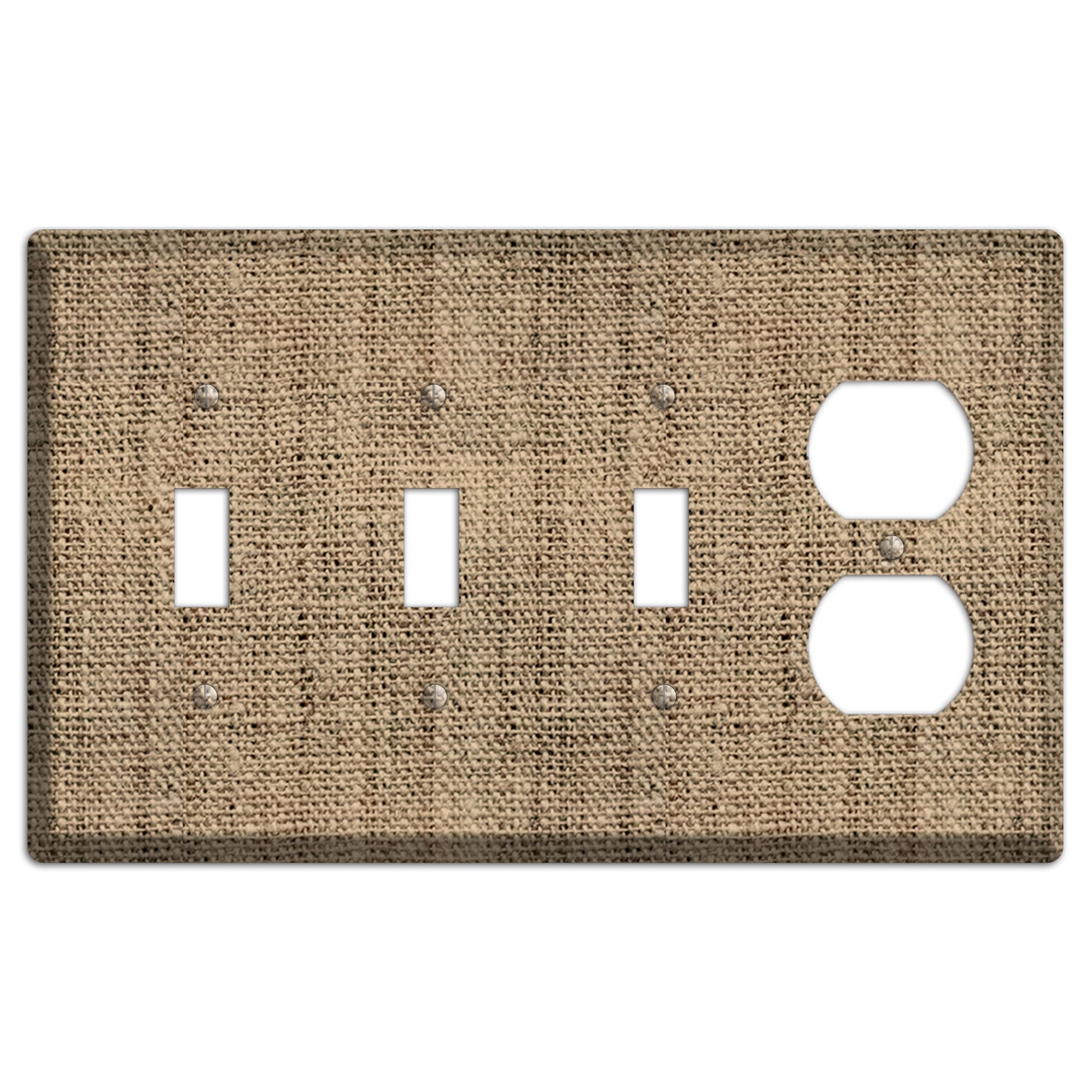 Donkey Brown Burlap 3 Toggle / Duplex Wallplate
