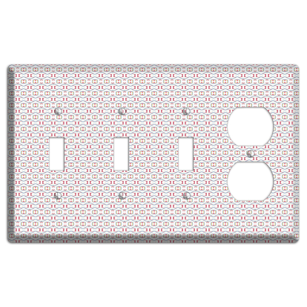 White with Red Tapestry Contour 3 Toggle / Duplex Wallplate