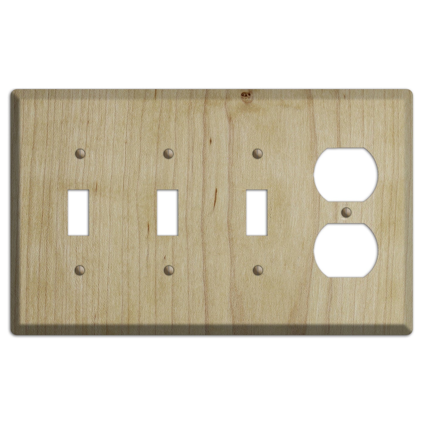 Unfinished Maple Wood 3 Toggle / Duplex Outlet Cover Plate