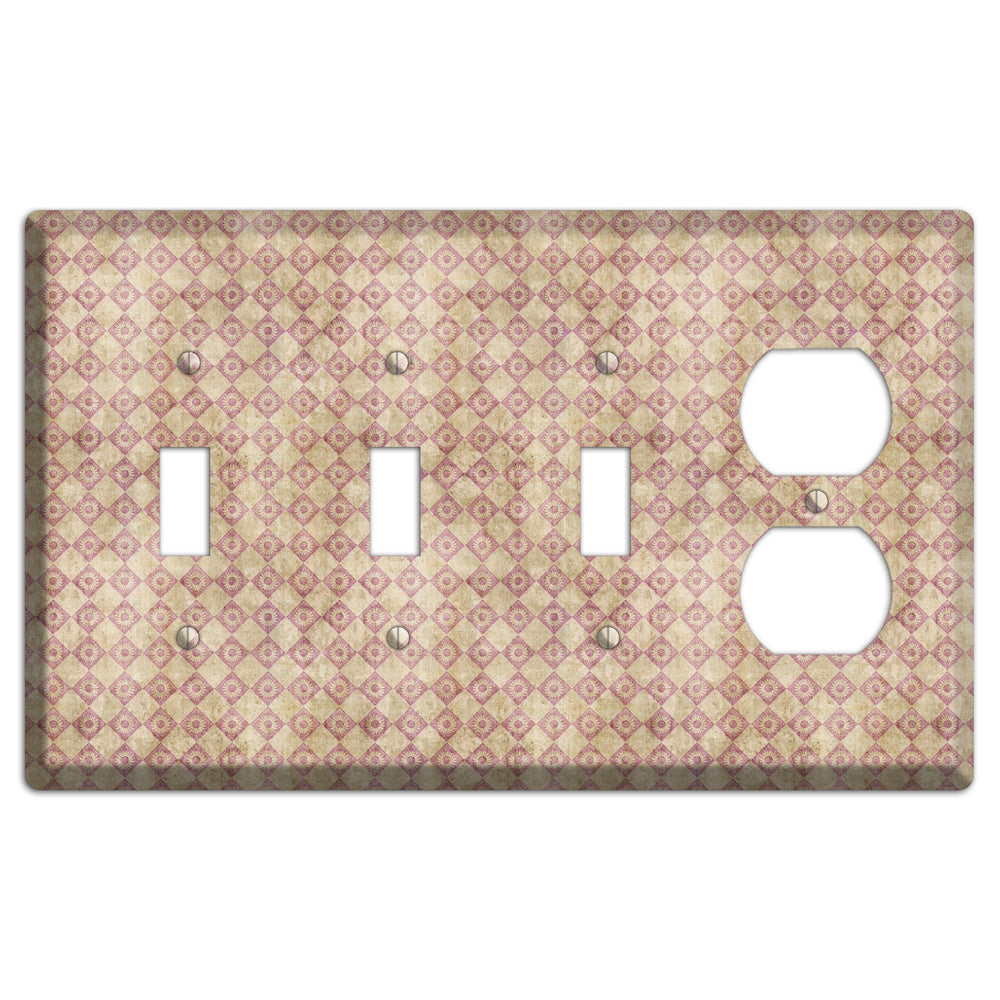 Red and Beige Diamond Circles 3 Toggle / Duplex Wallplate