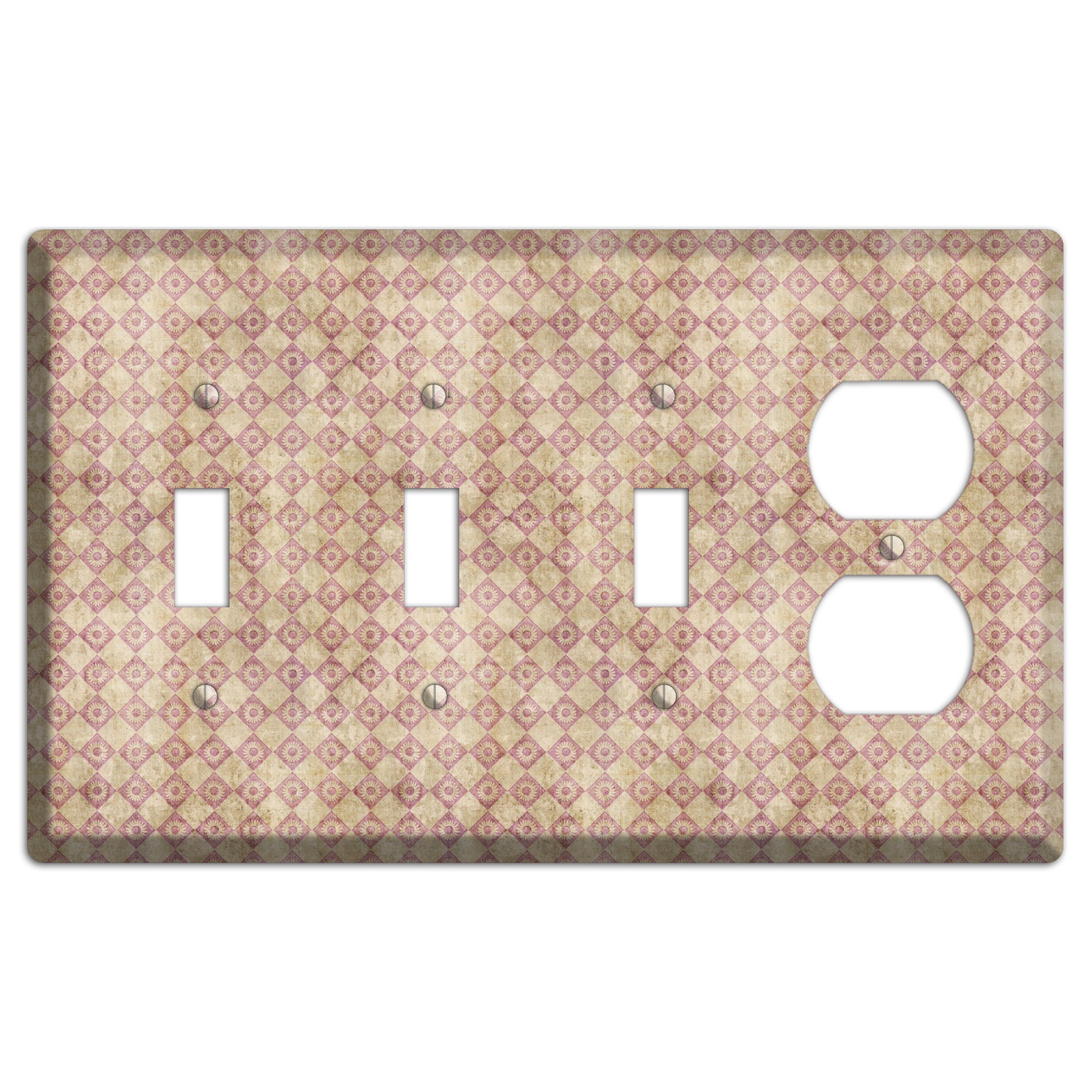 Red and Beige Diamond Circles 3 Toggle / Duplex Wallplate