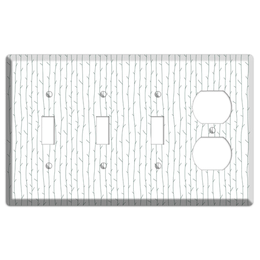 Leaves Style D 3 Toggle / Duplex Wallplate