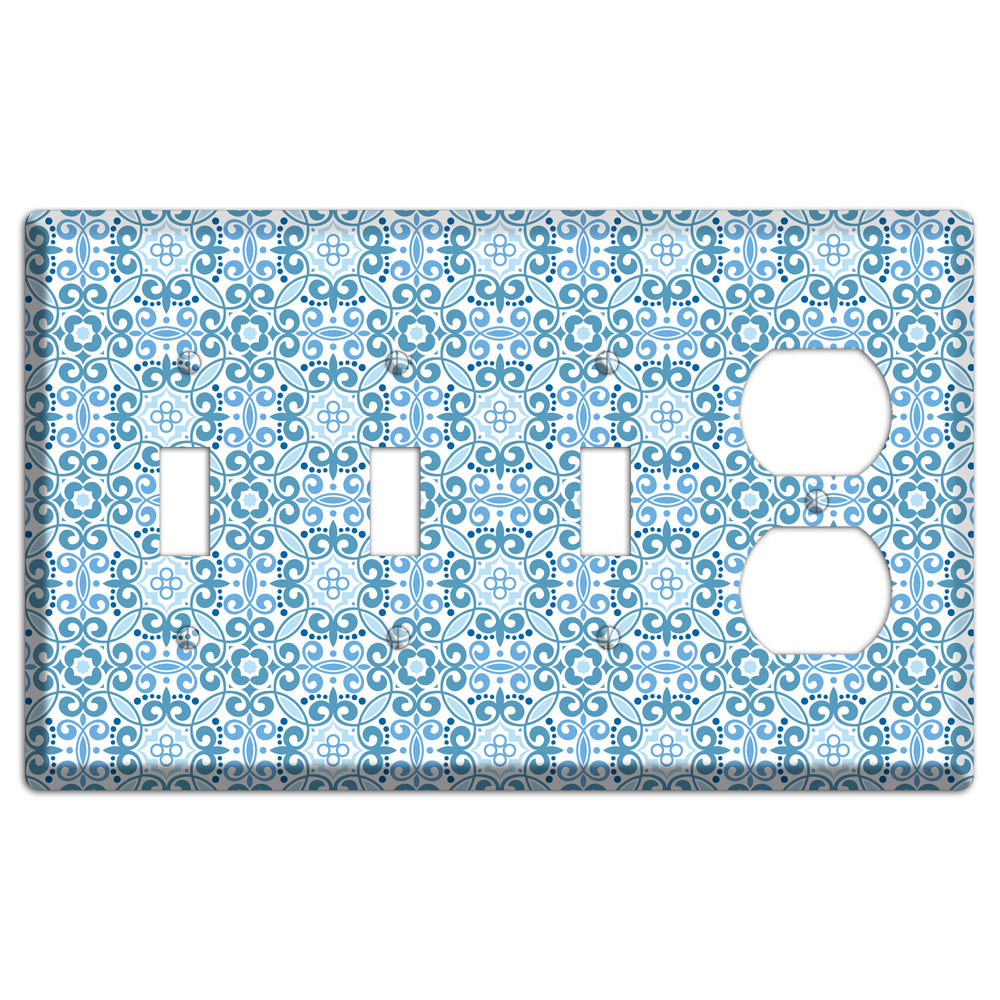 Multi Blue Foulard 3 Toggle / Duplex Wallplate
