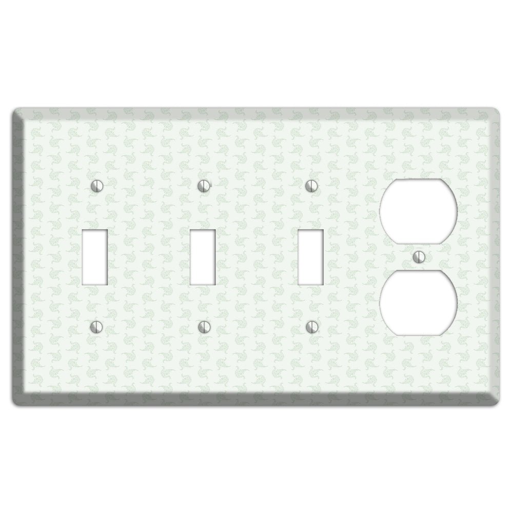 Mint Tiny Trefoil Cartouche 3 Toggle / Duplex Wallplate
