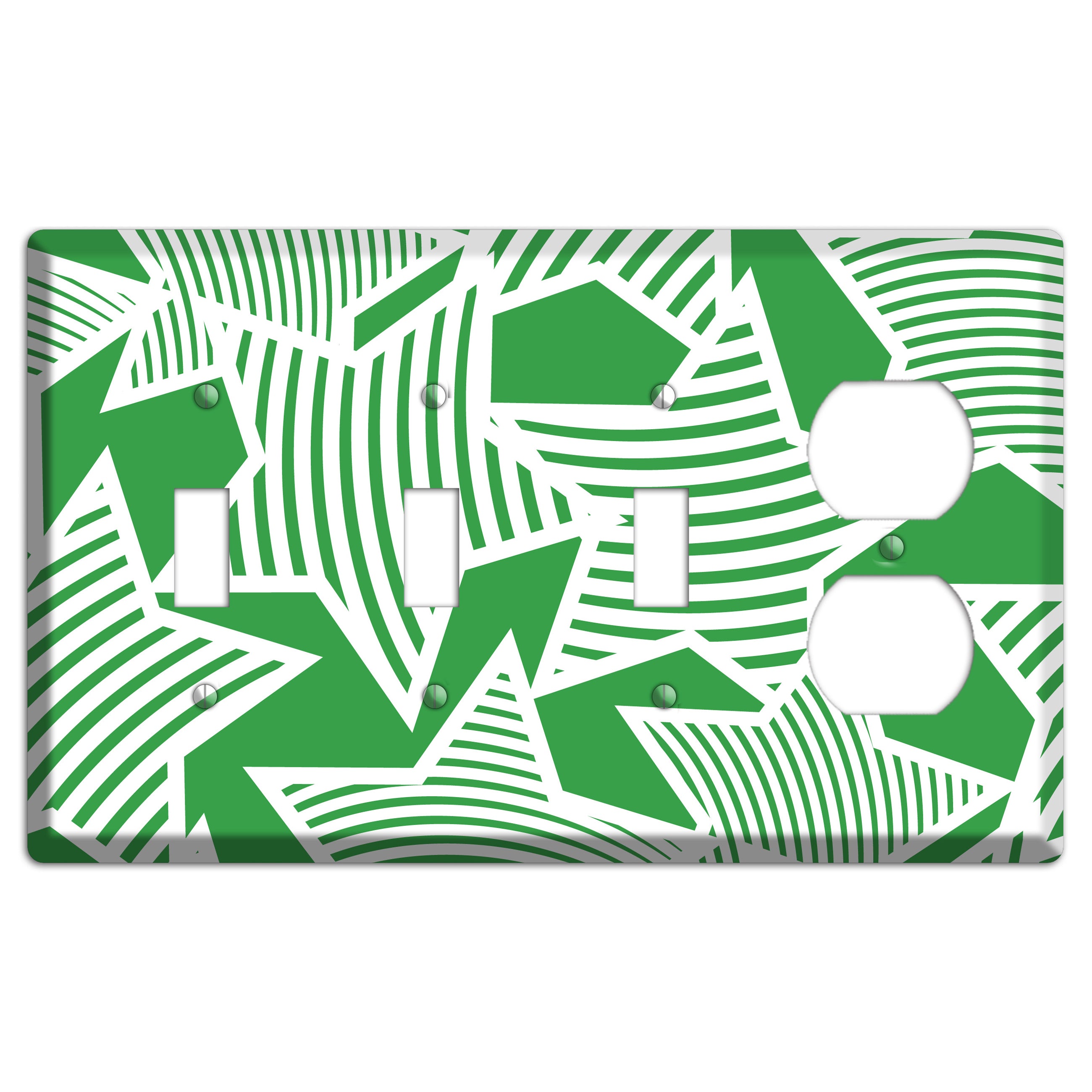 Green with Large White Stars 3 Toggle / Duplex Wallplate