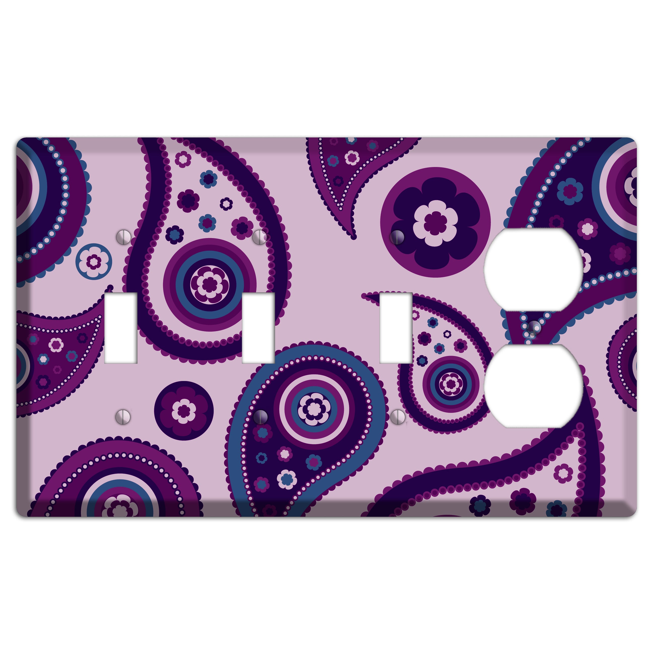 Light Purple Pailsey 3 Toggle / Duplex Wallplate