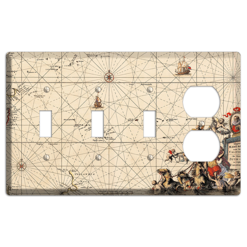 Map of New Zealand 3 Toggle / Duplex Wallplate