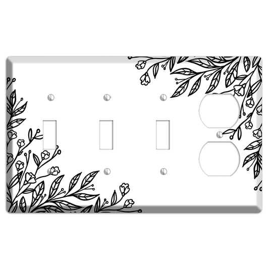 Hand-Drawn Floral 2 3 Toggle / Duplex Wallplate