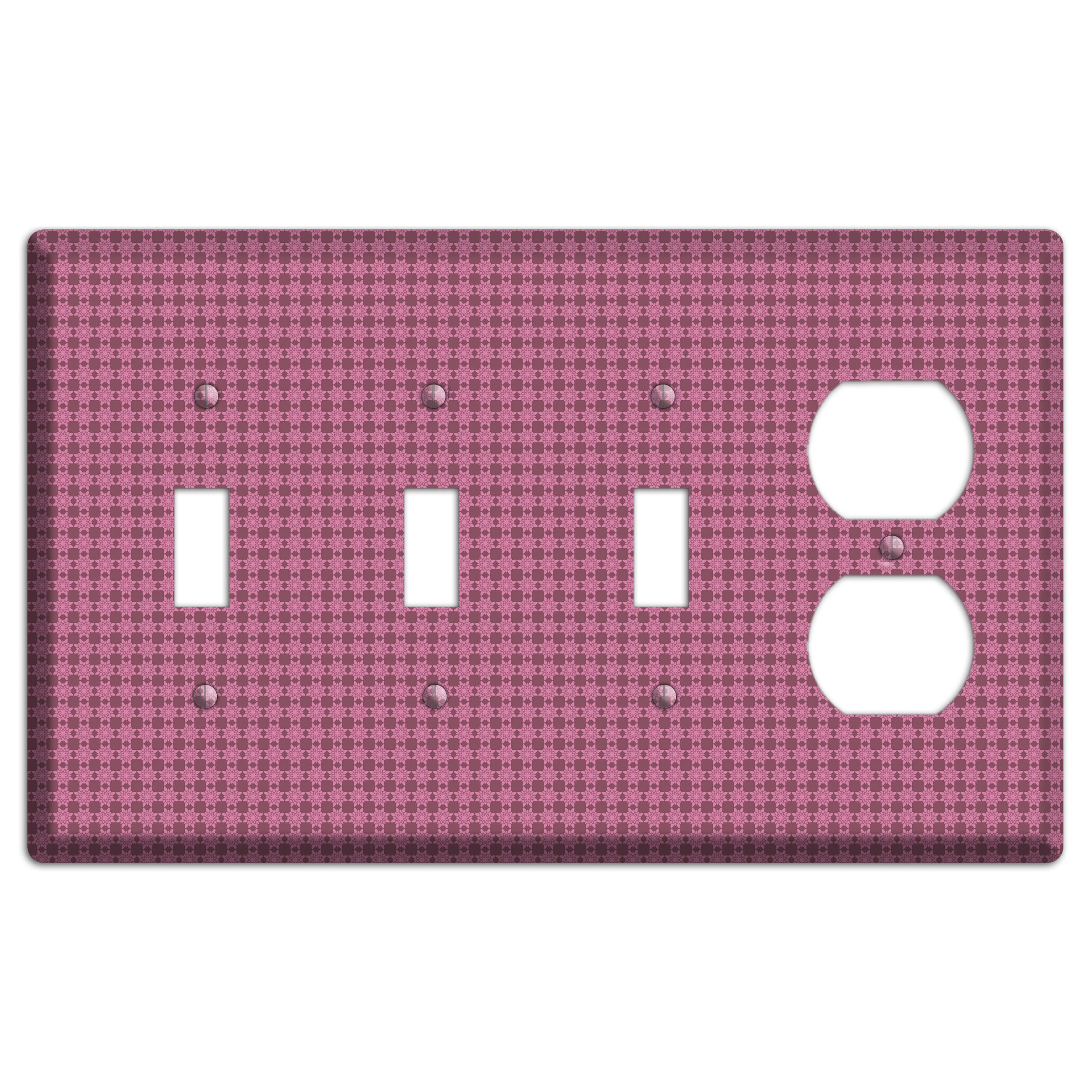 Multi Pink Tiled 3 Toggle / Duplex Wallplate