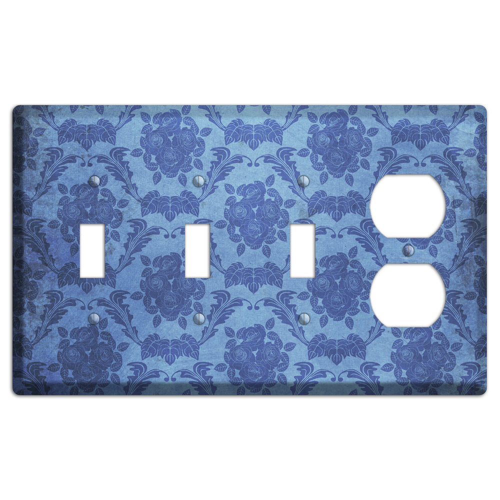 Polo Blue Vintage Rose Damask 3 Toggle / Duplex Wallplate