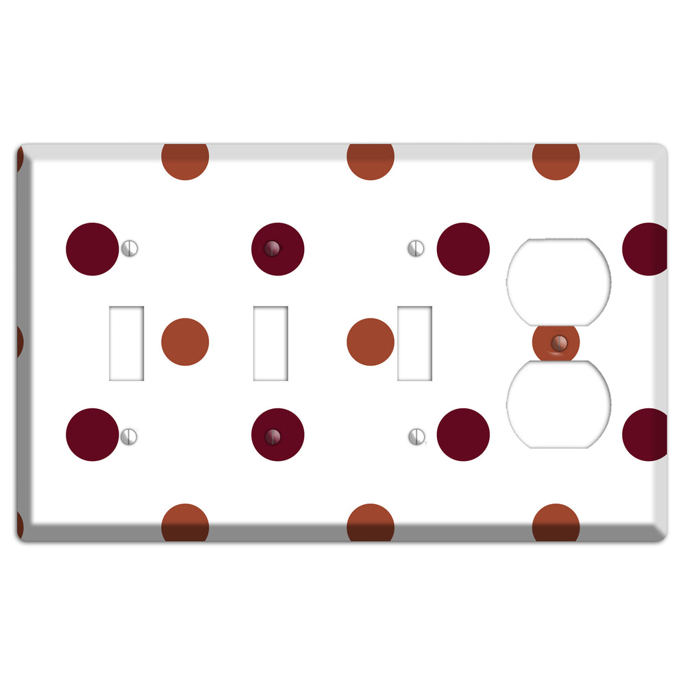 Multi Brown Medium Polka Dots 3 Toggle / Duplex Wallplate