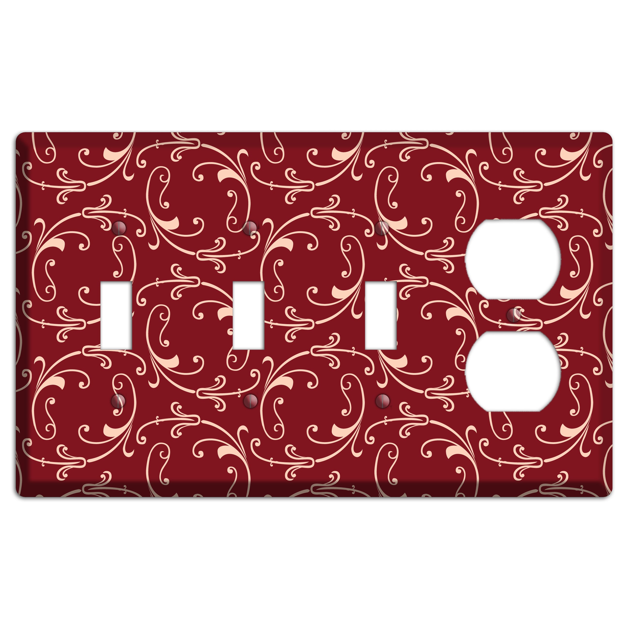 Burgundy Victorian Sprig 3 Toggle / Duplex Wallplate