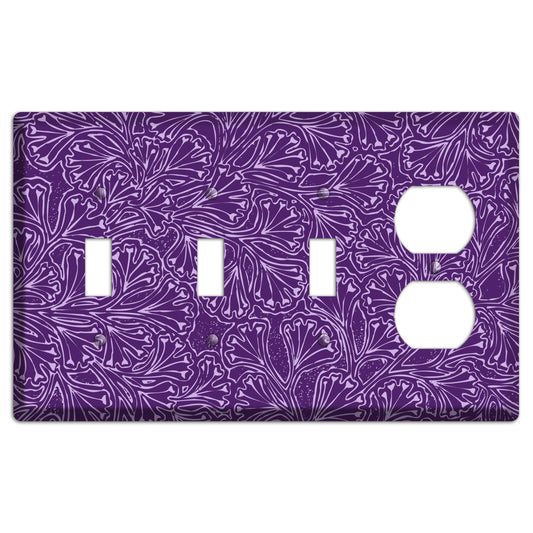 Deco Purple Interlocking Floral 3 Toggle / Duplex Wallplate