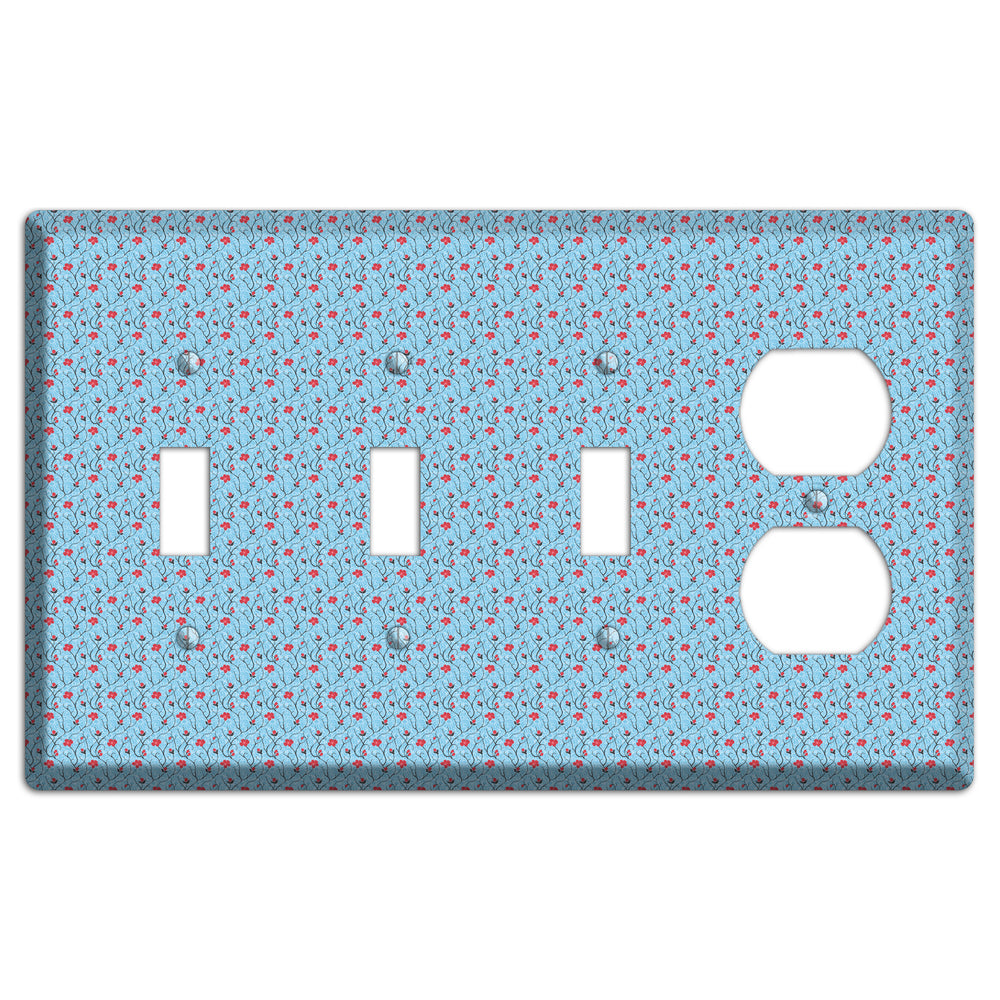 Light Blue Calico 3 Toggle / Duplex Wallplate