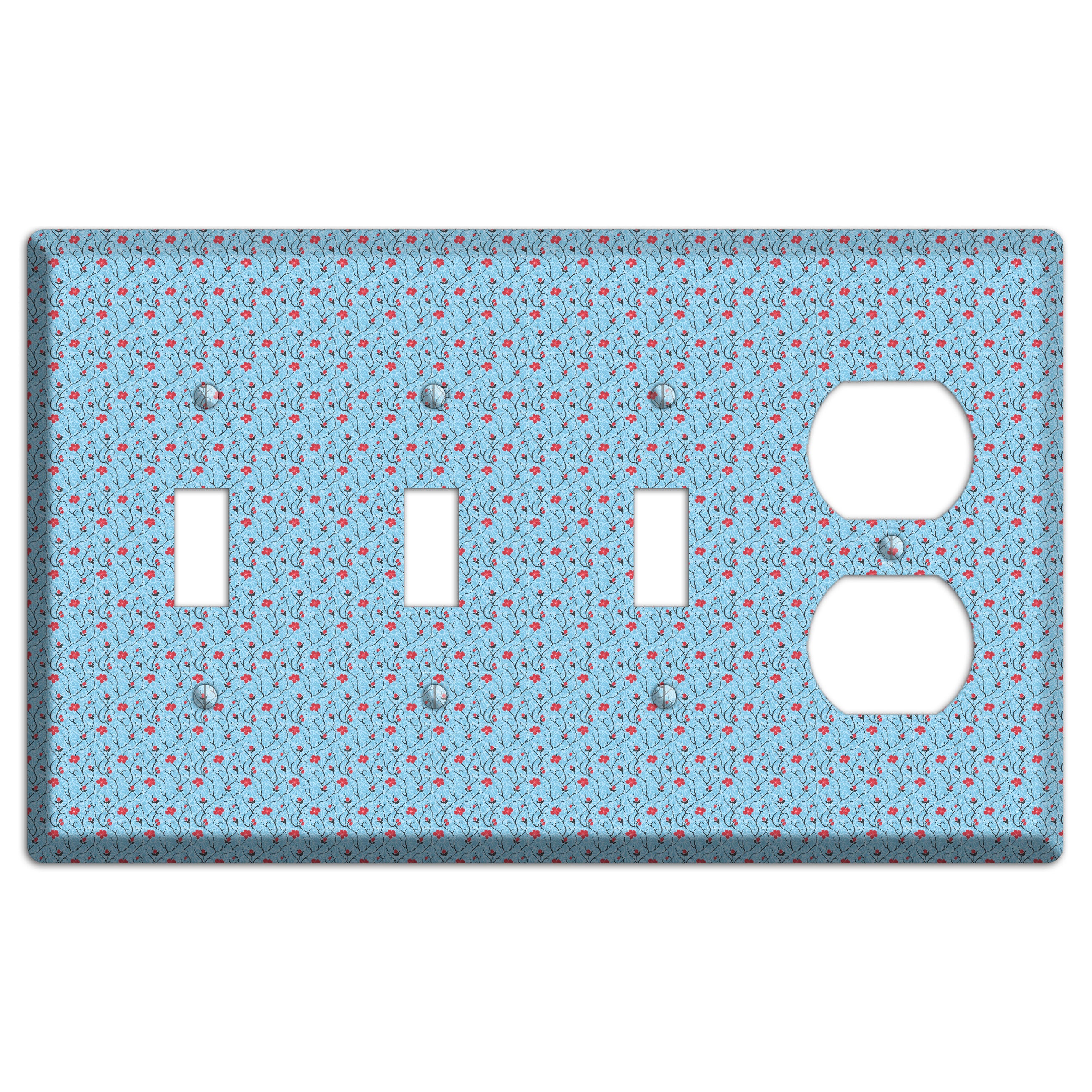 Light Blue Calico 3 Toggle / Duplex Wallplate