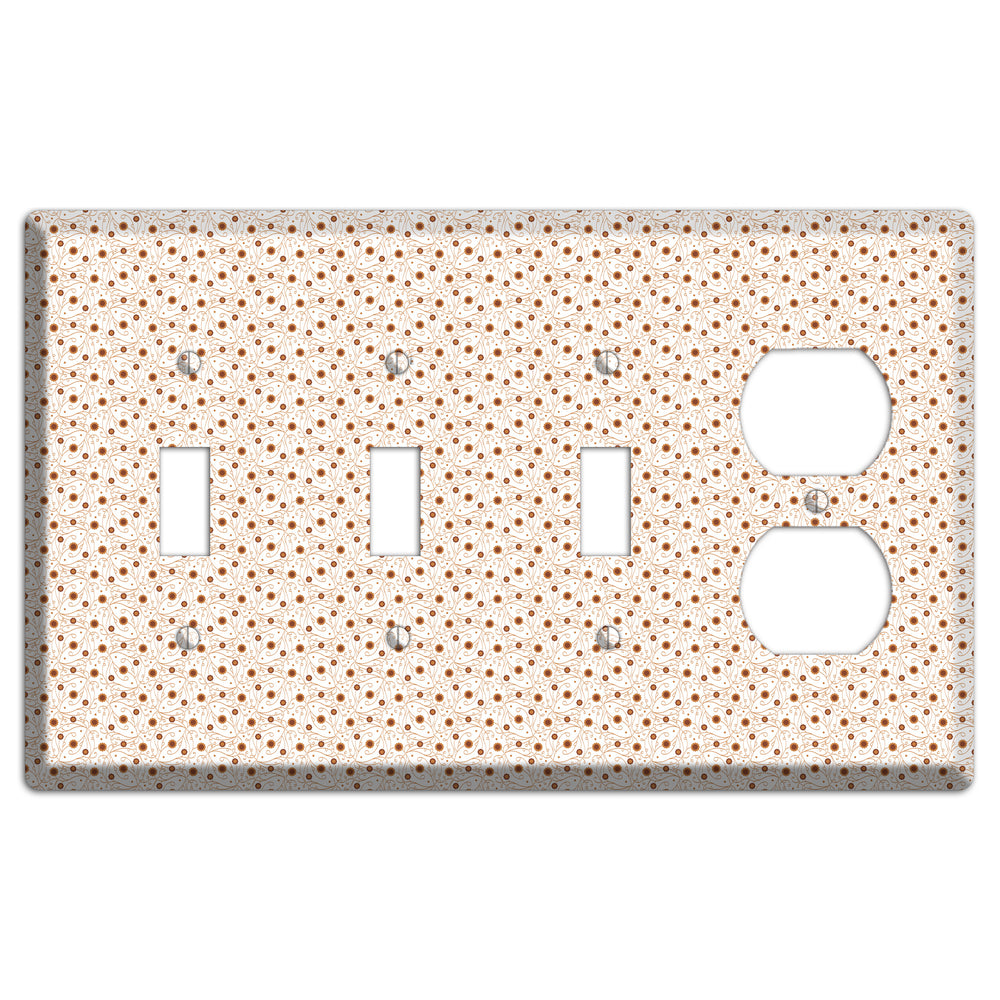 Tiny White Vine Floral 3 Toggle / Duplex Wallplate