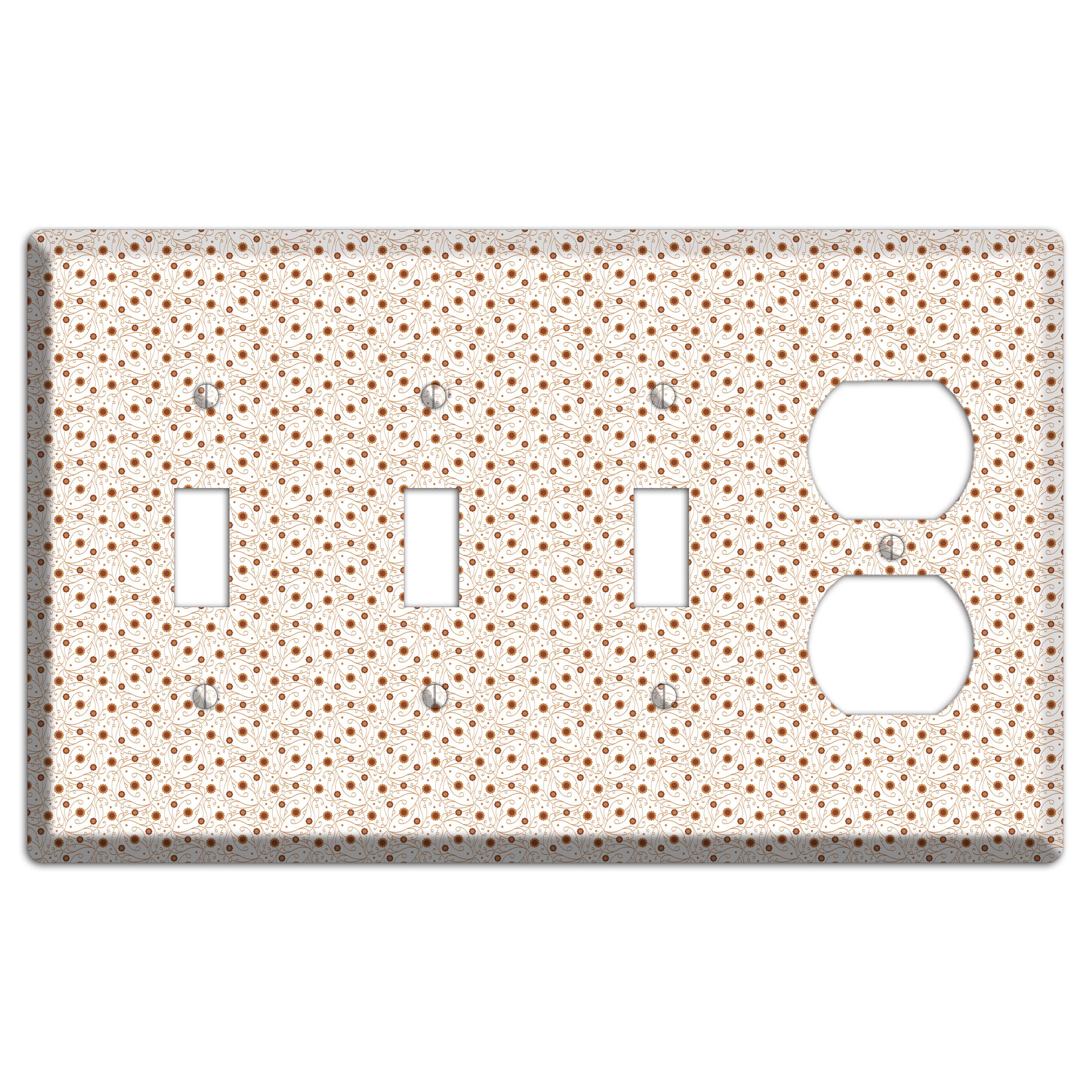 Tiny White Vine Floral 3 Toggle / Duplex Wallplate