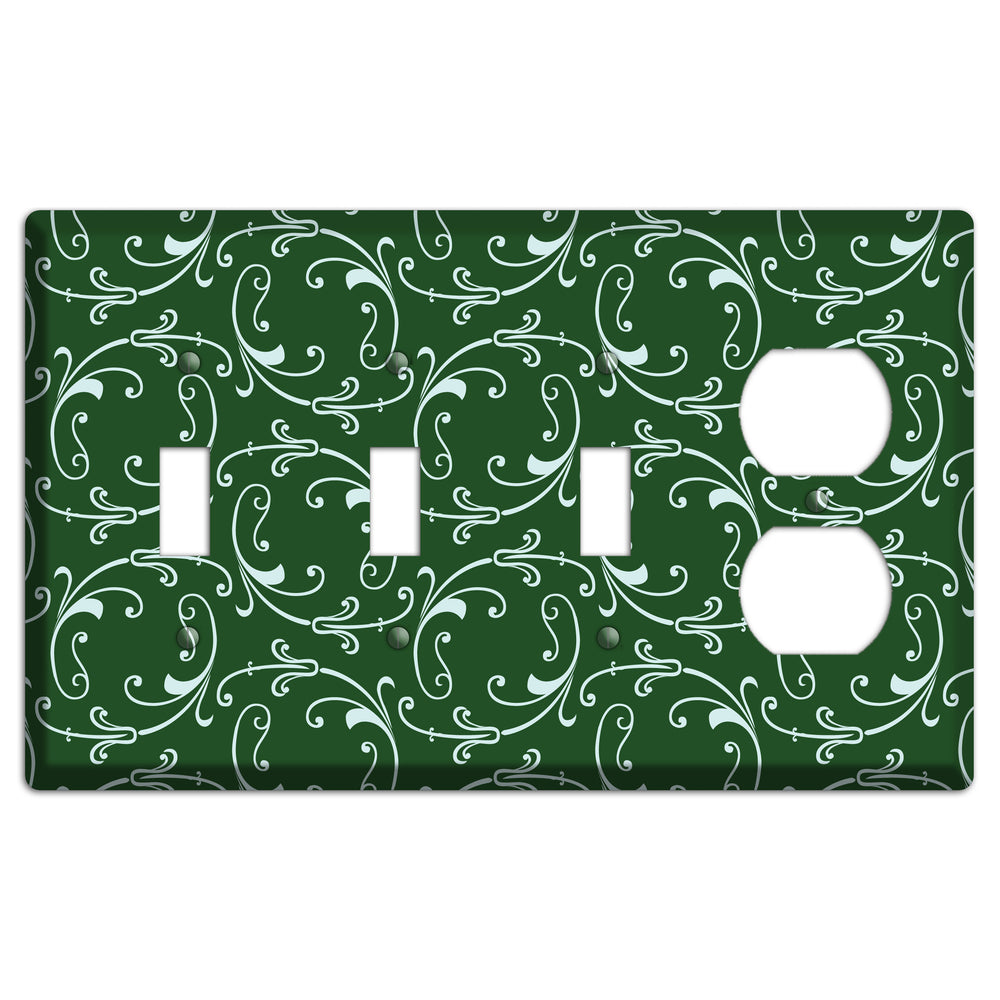 Green Victorian Sprig 3 Toggle / Duplex Wallplate