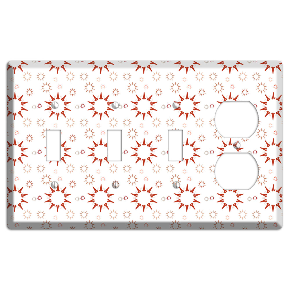 Maroon Retro Burst 3 Toggle / Duplex Wallplate
