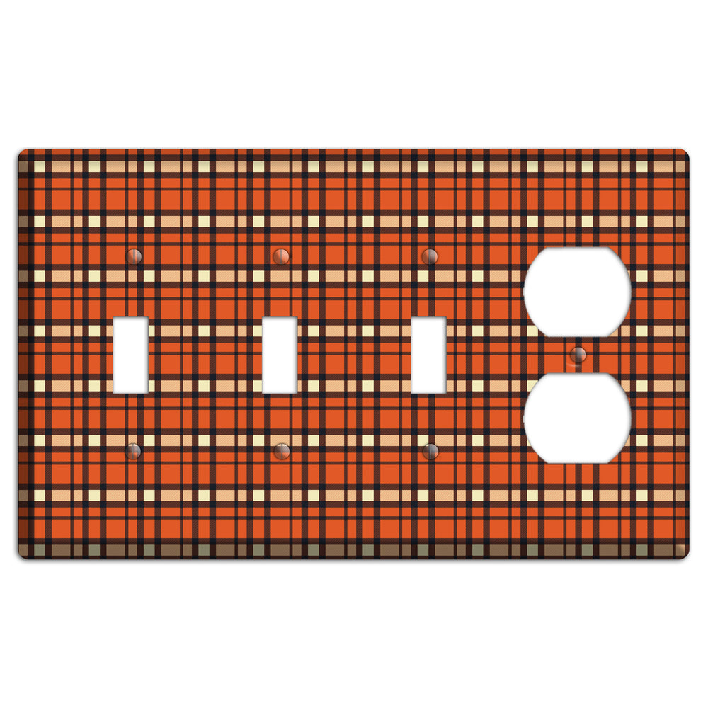 Orange Plaid 3 Toggle / Duplex Wallplate