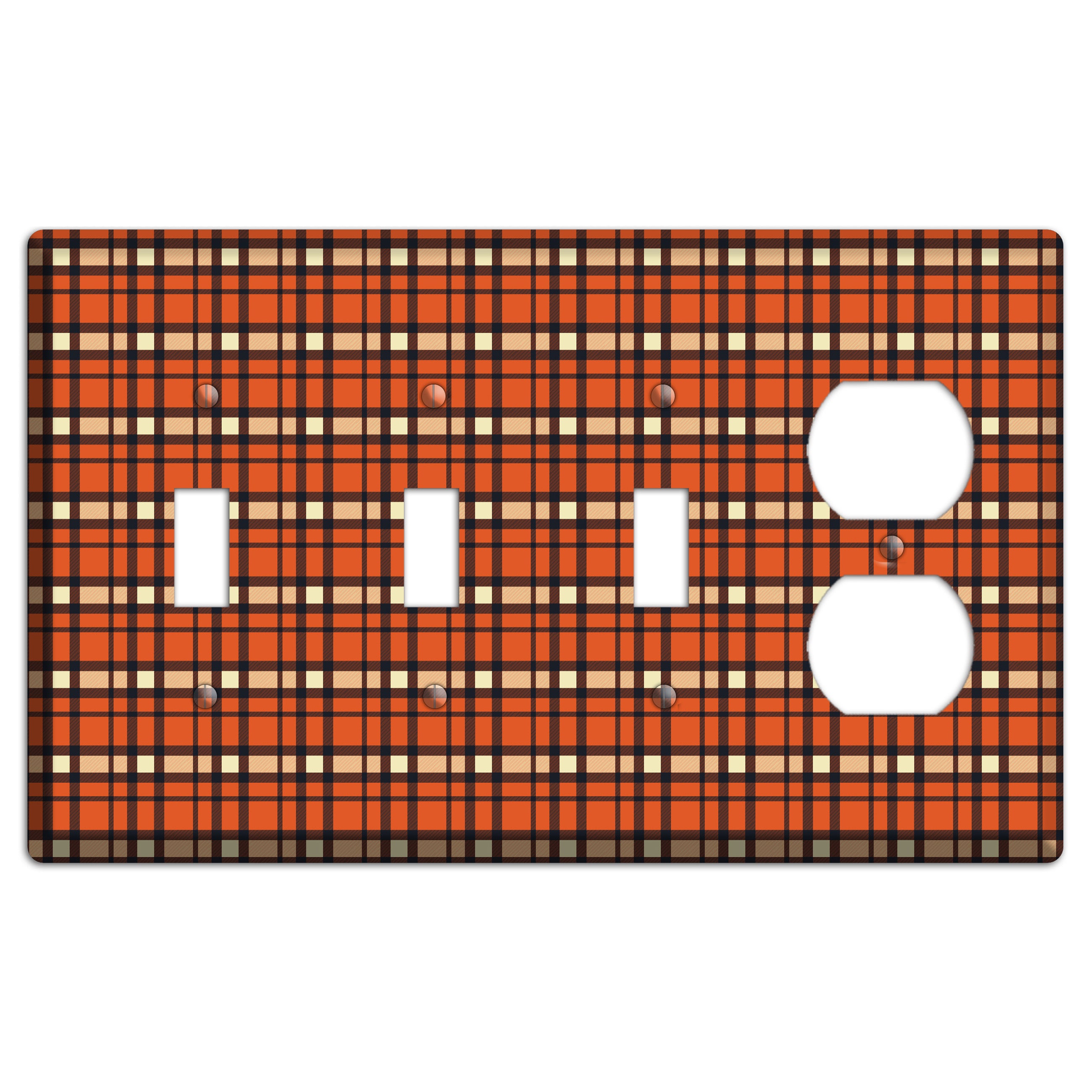 Orange Plaid 3 Toggle / Duplex Wallplate