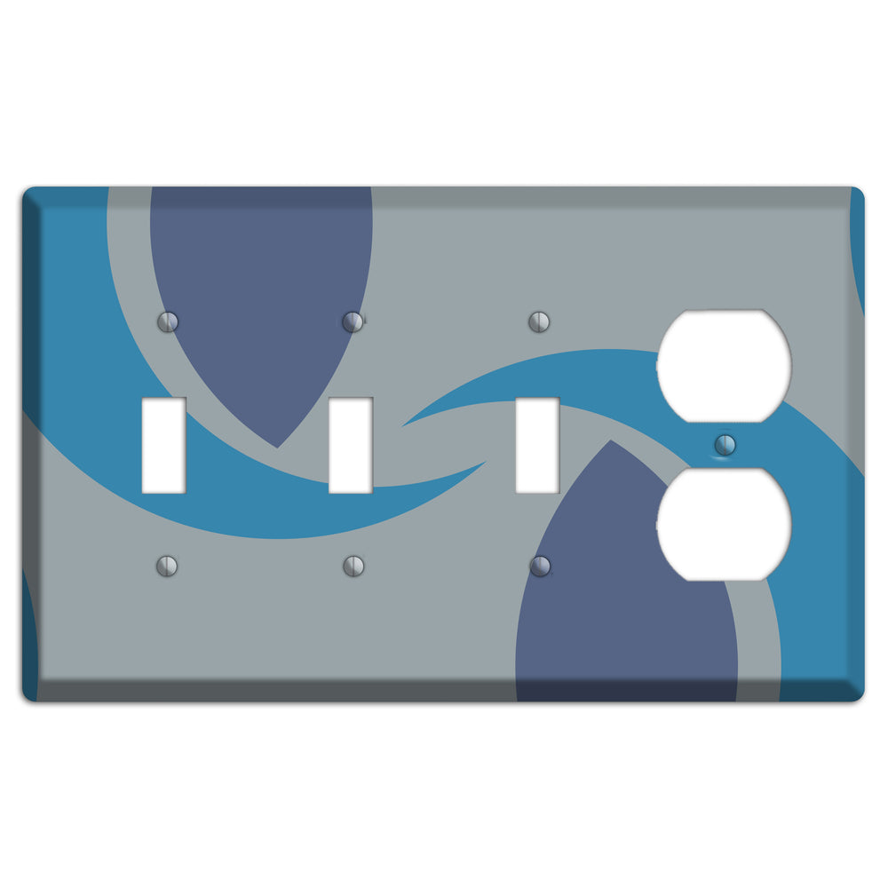 Grey and Blue Abstract 3 Toggle / Duplex Wallplate