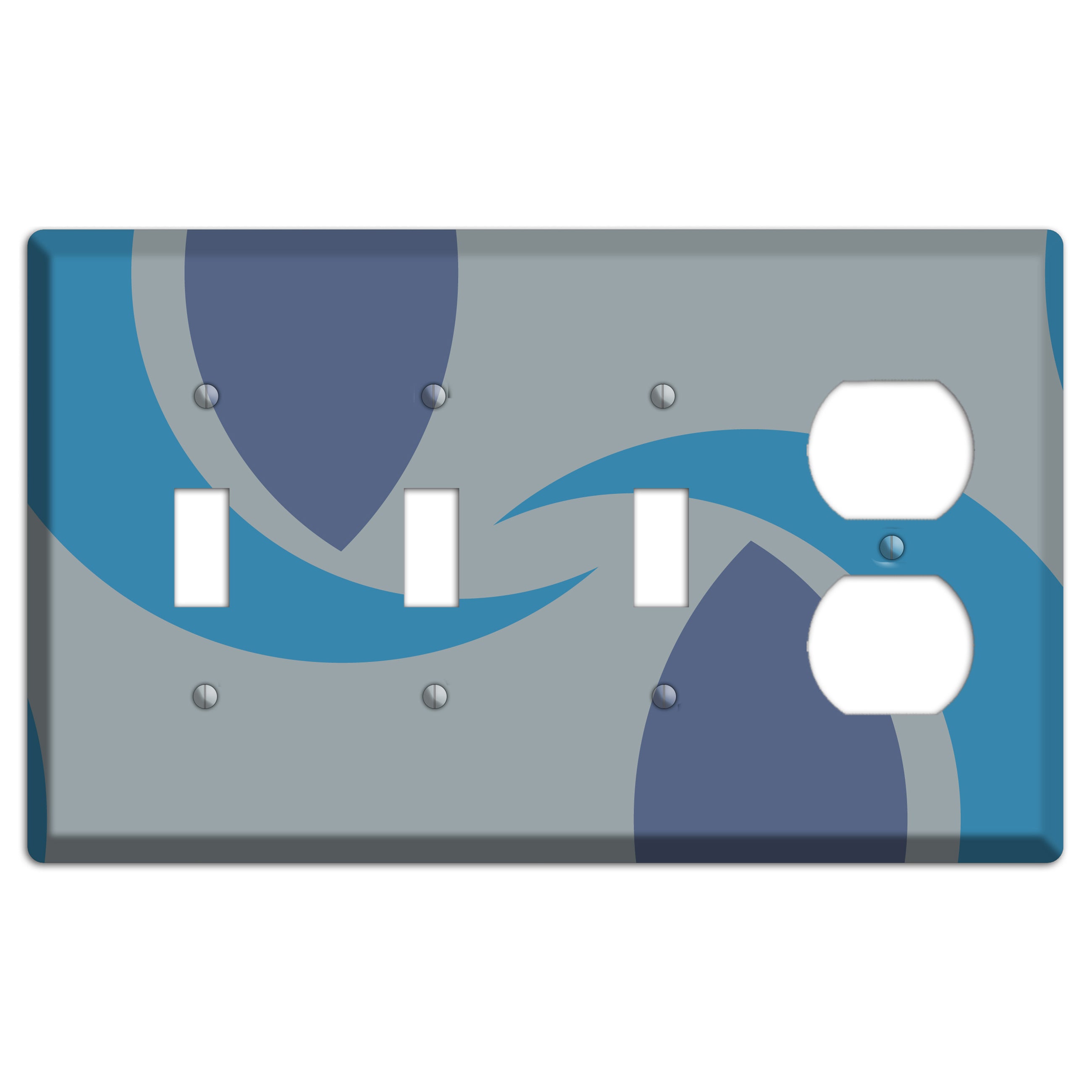 Grey and Blue Abstract 3 Toggle / Duplex Wallplate