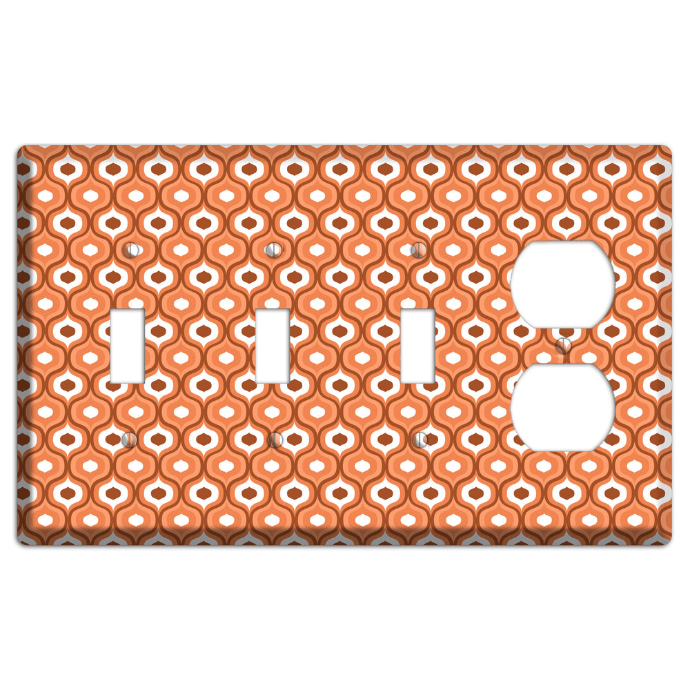 Orange and Red Double Scallop 3 Toggle / Duplex Wallplate