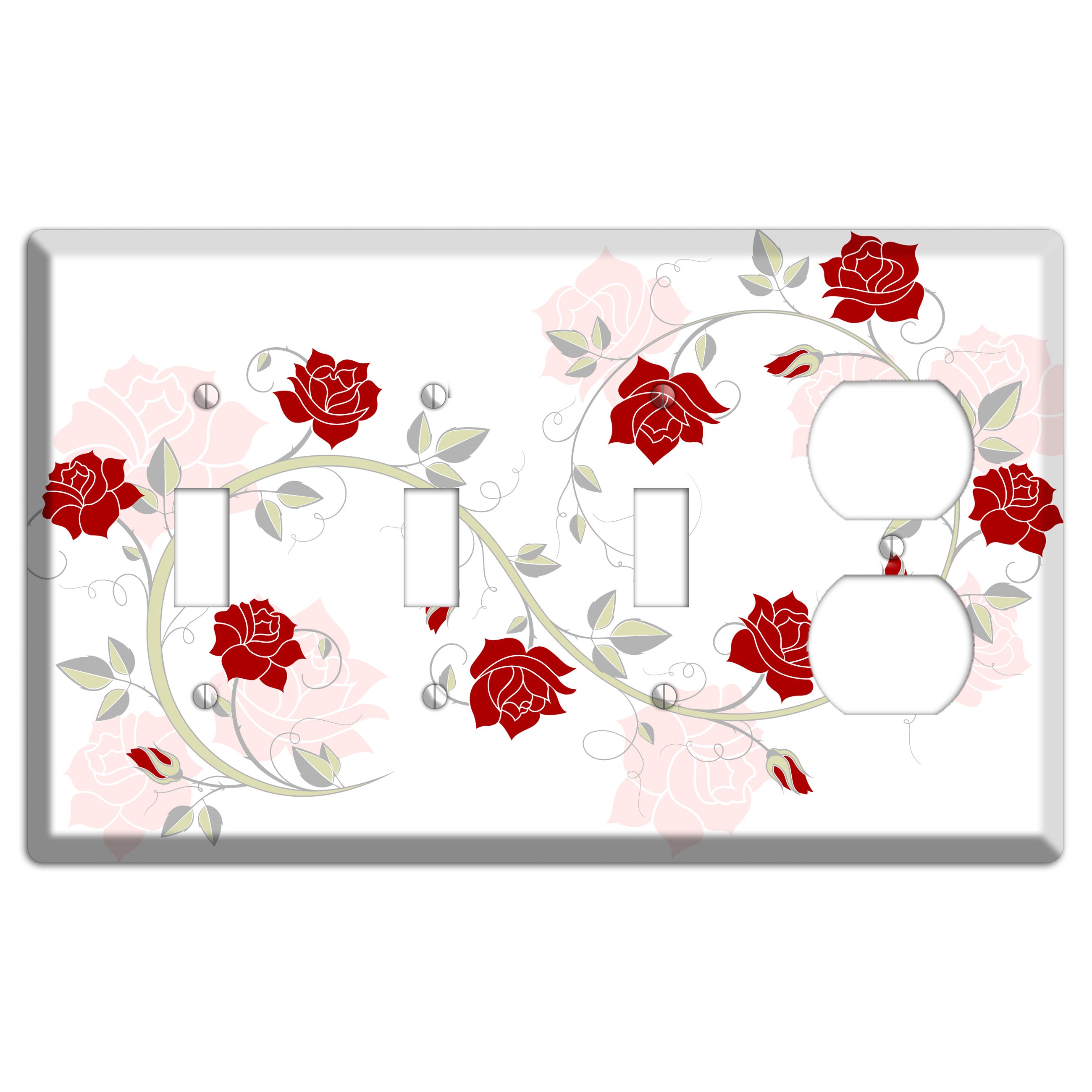 Red Rose 3 Toggle / Duplex Wallplate