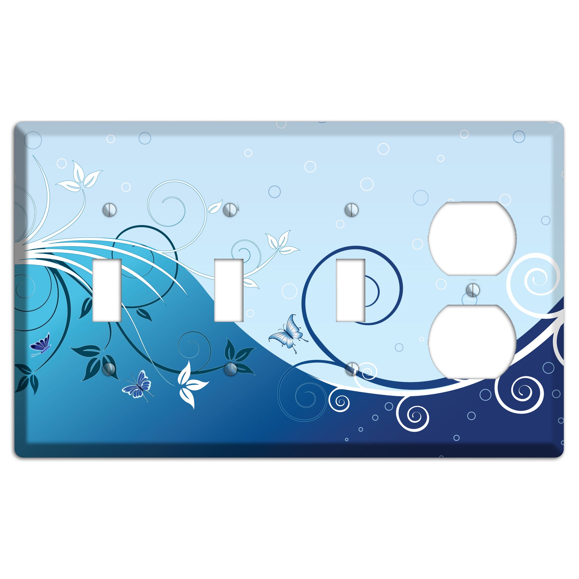 Blue Floral Sprig 3 Toggle / Duplex Wallplate
