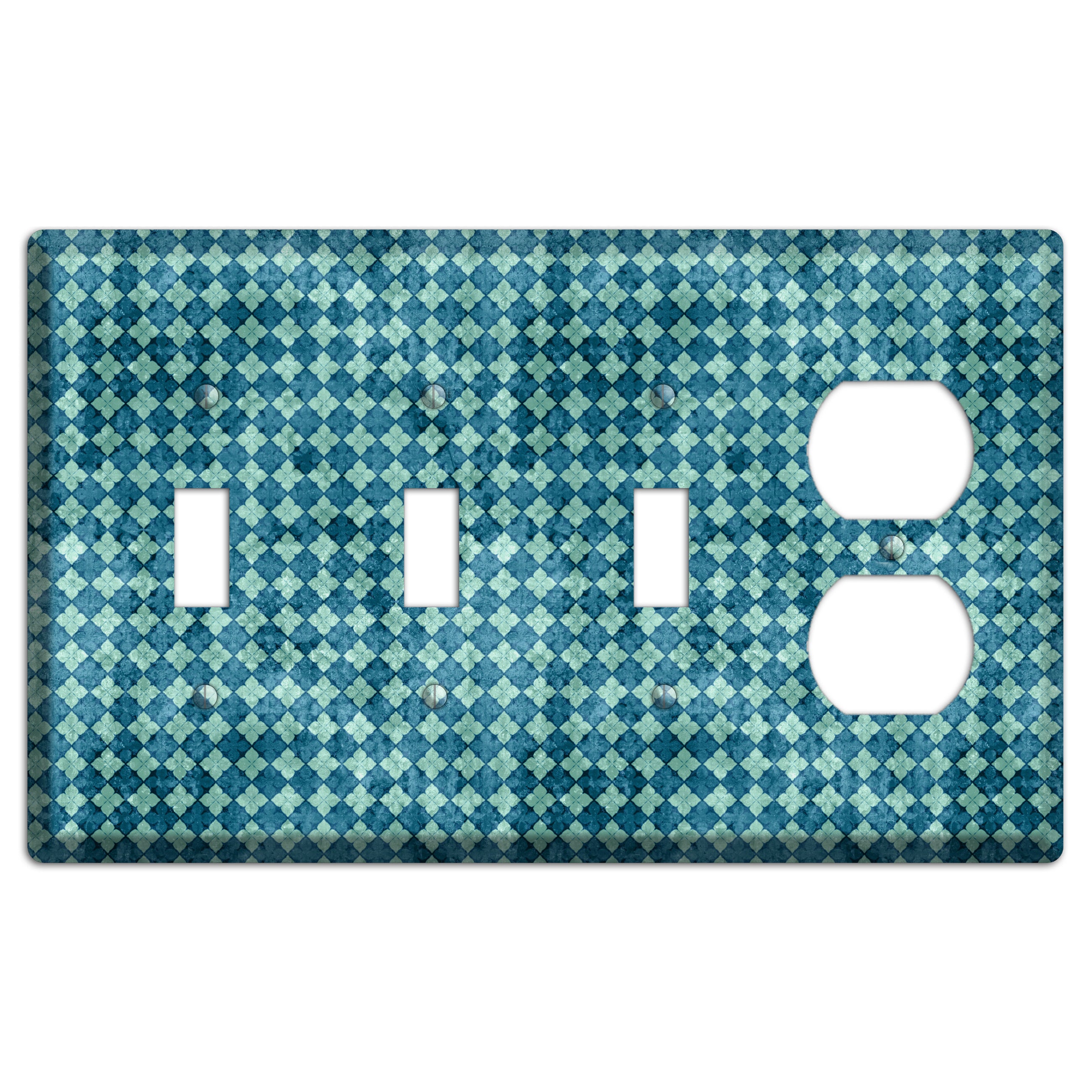 Turquoise Grunge Diamond 3 Toggle / Duplex Wallplate