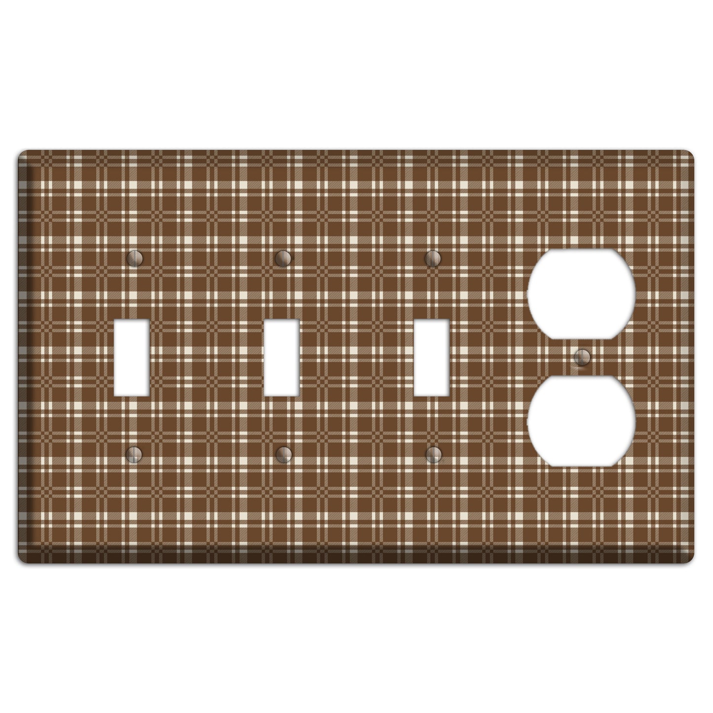 Medium Brown Plaid 3 Toggle / Duplex Wallplate