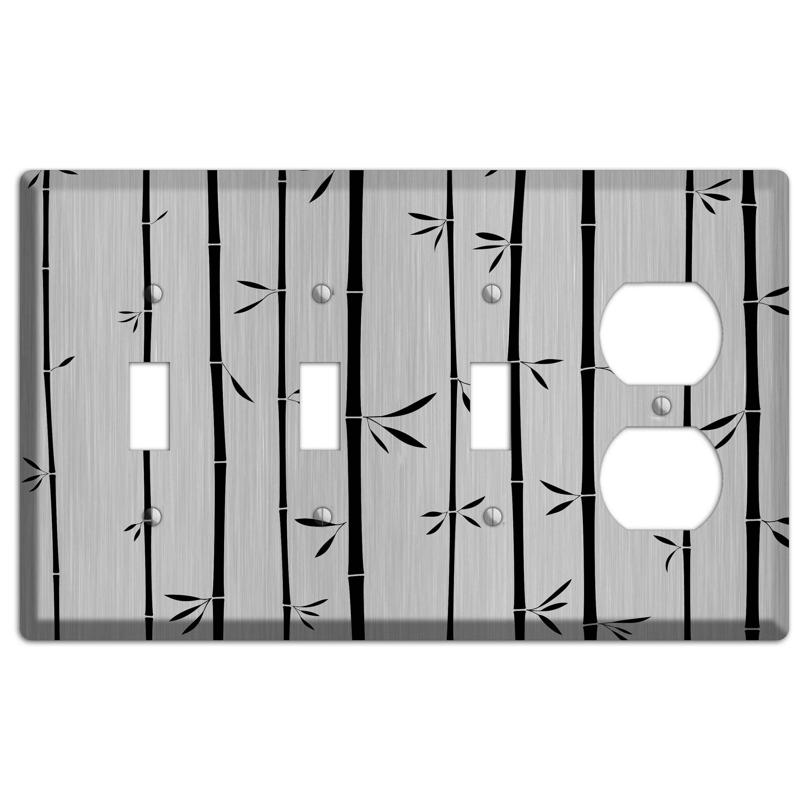 Bamboo  Stainless 3 Toggle / Duplex Wallplate