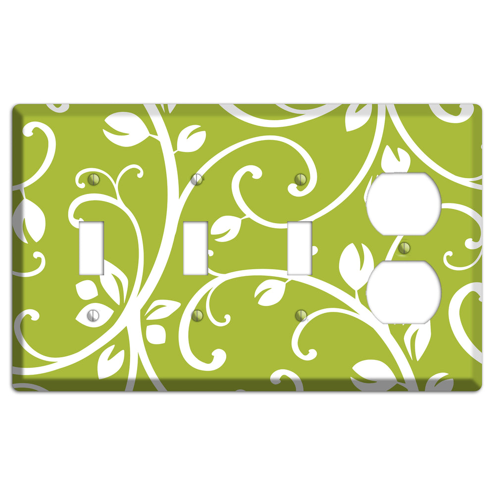 Green Bud Sprig 3 Toggle / Duplex Wallplate