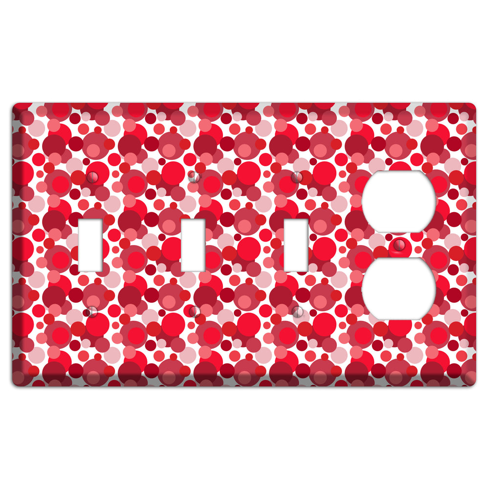 Multi Red Bubble Dots 3 Toggle / Duplex Wallplate