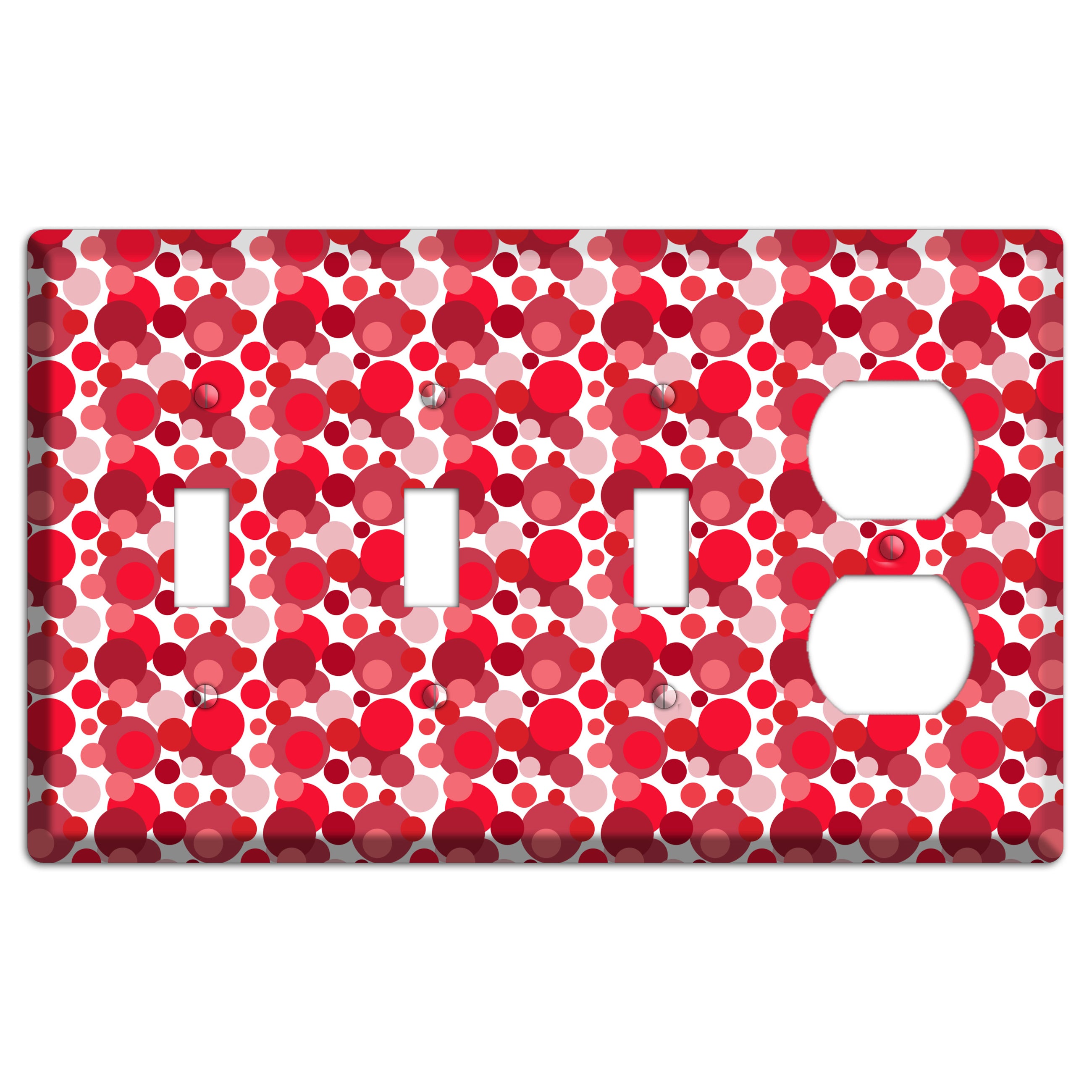Multi Red Bubble Dots 3 Toggle / Duplex Wallplate