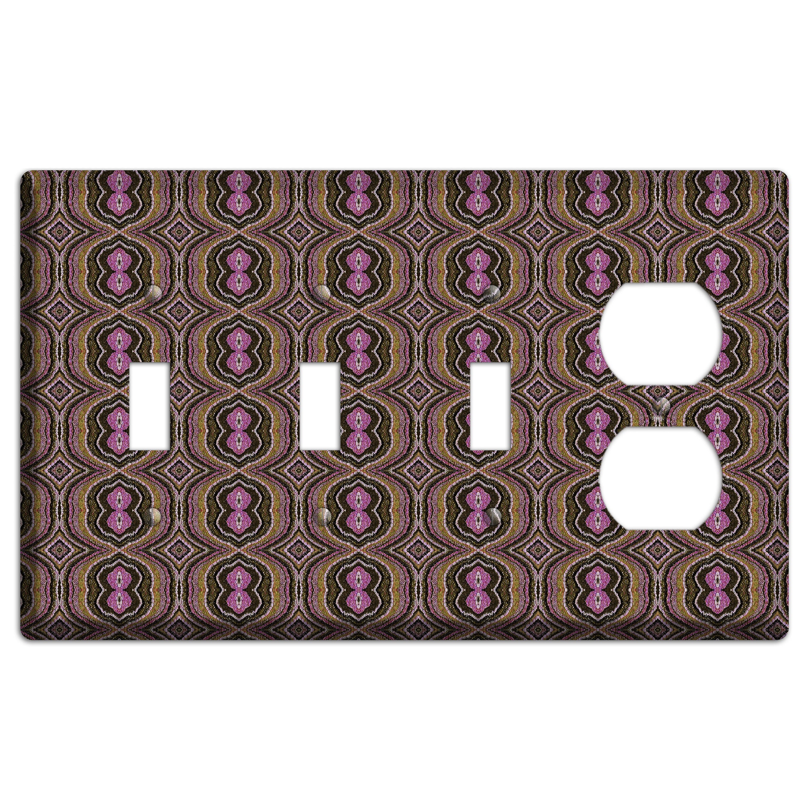 Pink and Brown Tapestry 3 Toggle / Duplex Wallplate