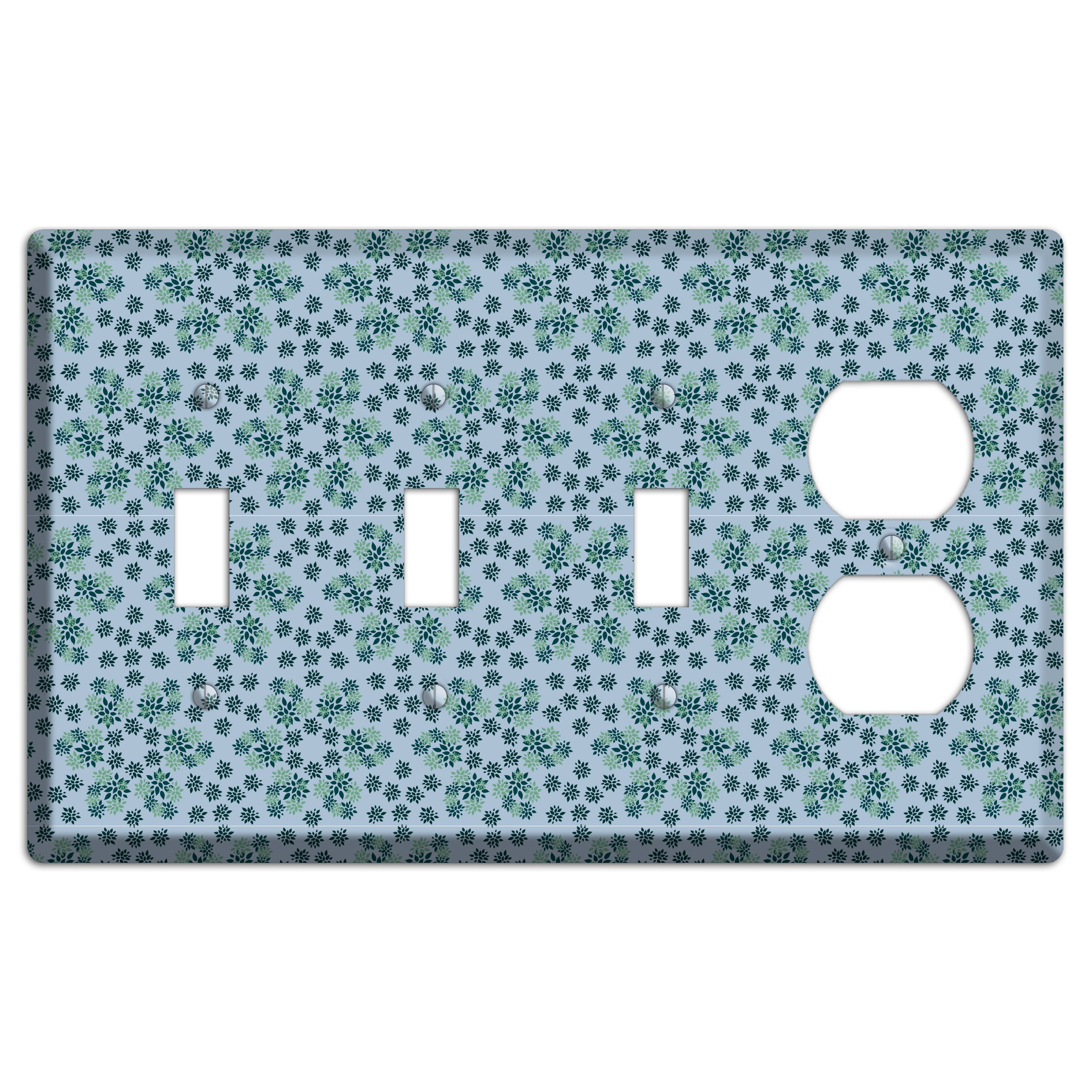 Blue with Multi Green Calico 3 Toggle / Duplex Wallplate
