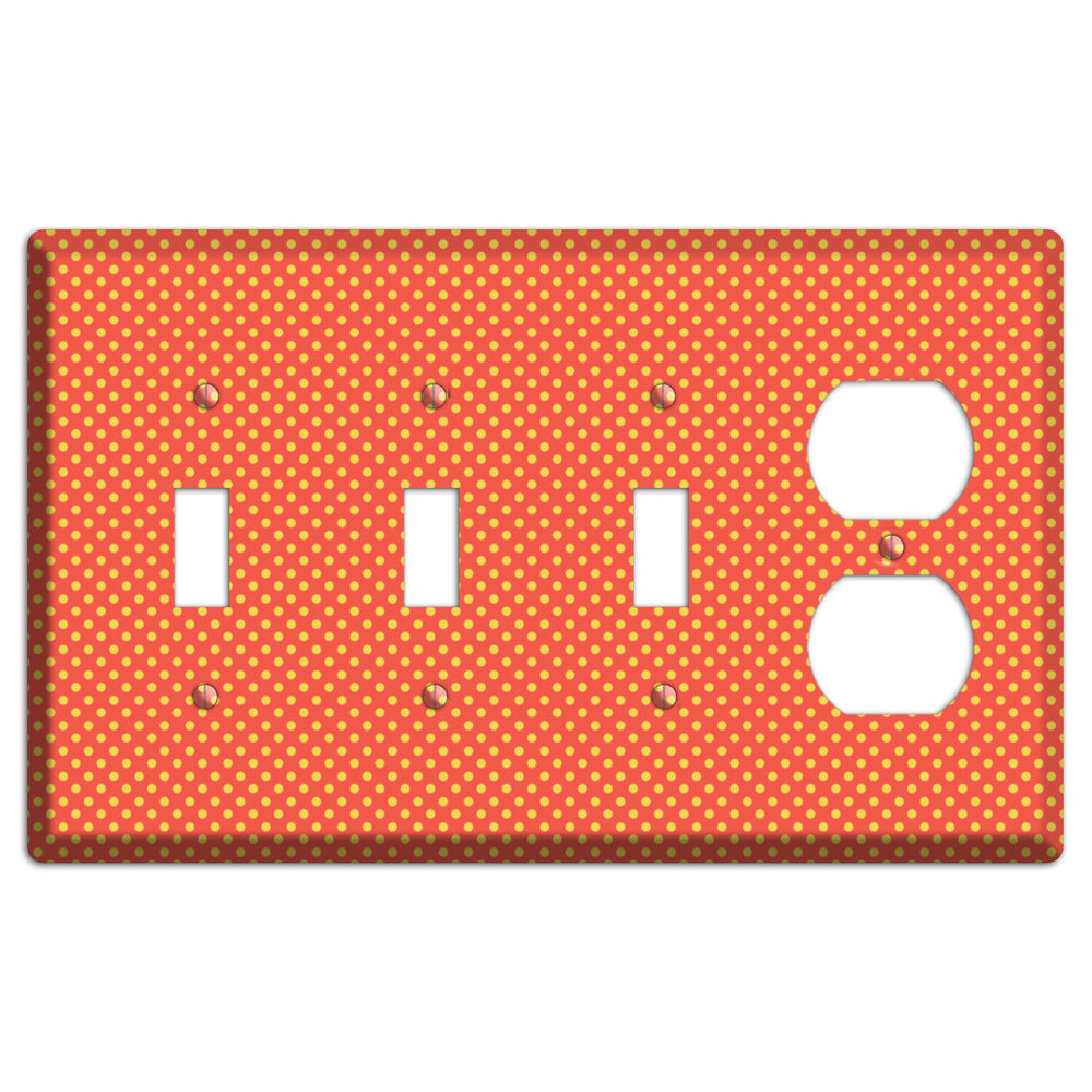 Orange Multi Tiny Polka Dots 3 Toggle / Duplex Wallplate
