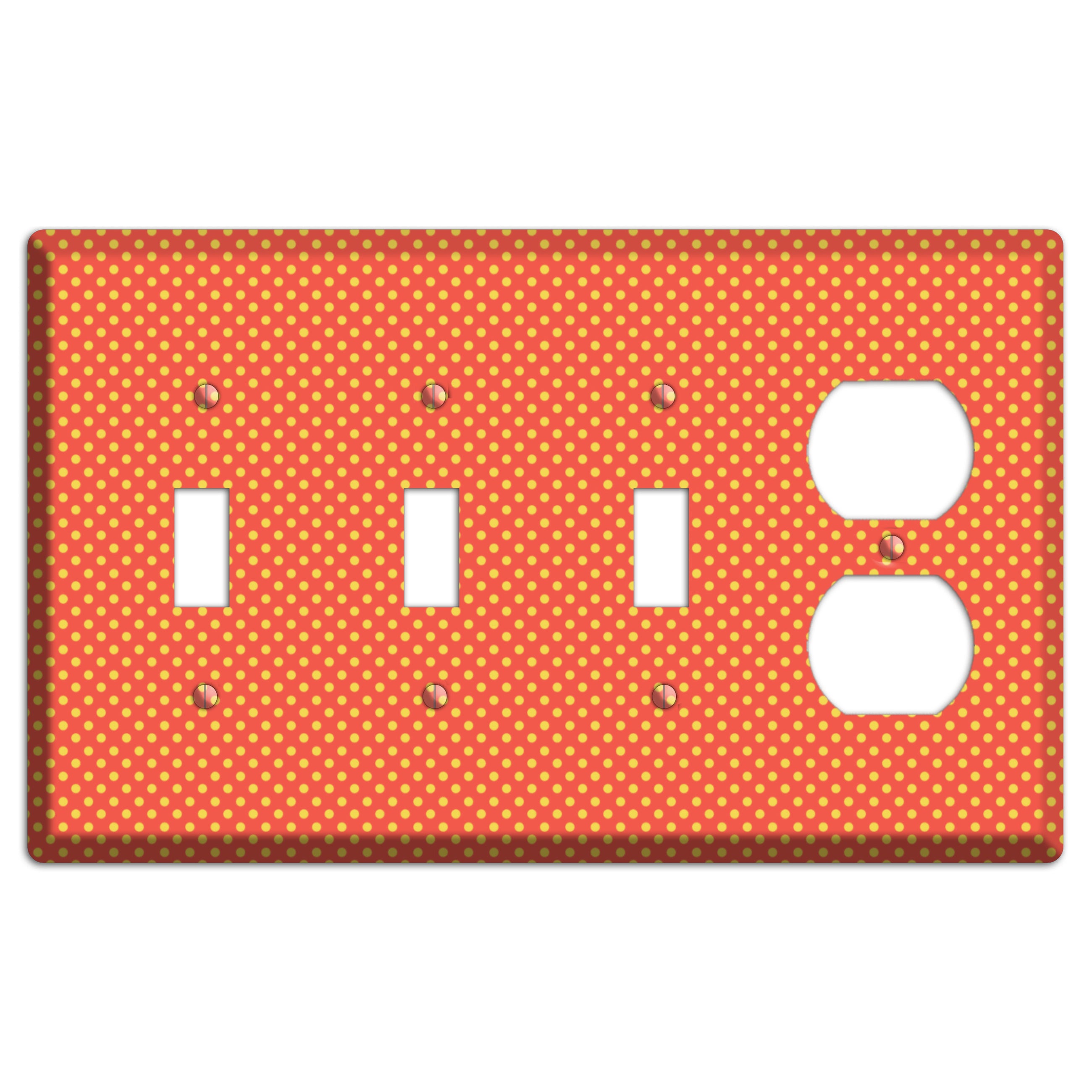 Orange Multi Tiny Polka Dots 3 Toggle / Duplex Wallplate